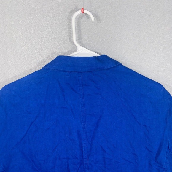 Chicos Travelers Cardigan Womens 3 Blue Long Sleeve Collared Neck Linen Casual - Picture 13 of 14